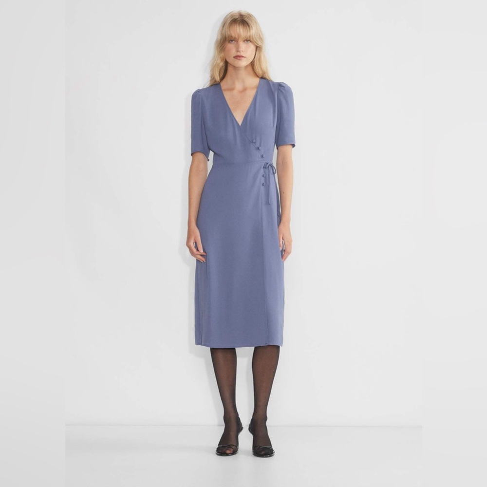 Aritzia Wilfred Lulea Satin wrap midi dress